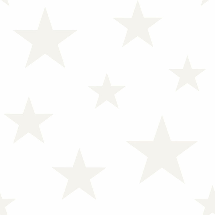 Weiße Tapete mit metallischen Sternen, Vliestapete 347696, Precious, Origin