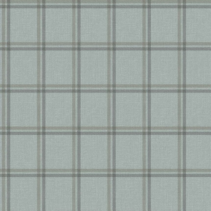 Tapete Stoffimitat grau-blau kariert, Vliestapete 347622, Natural Fabrics, Origin