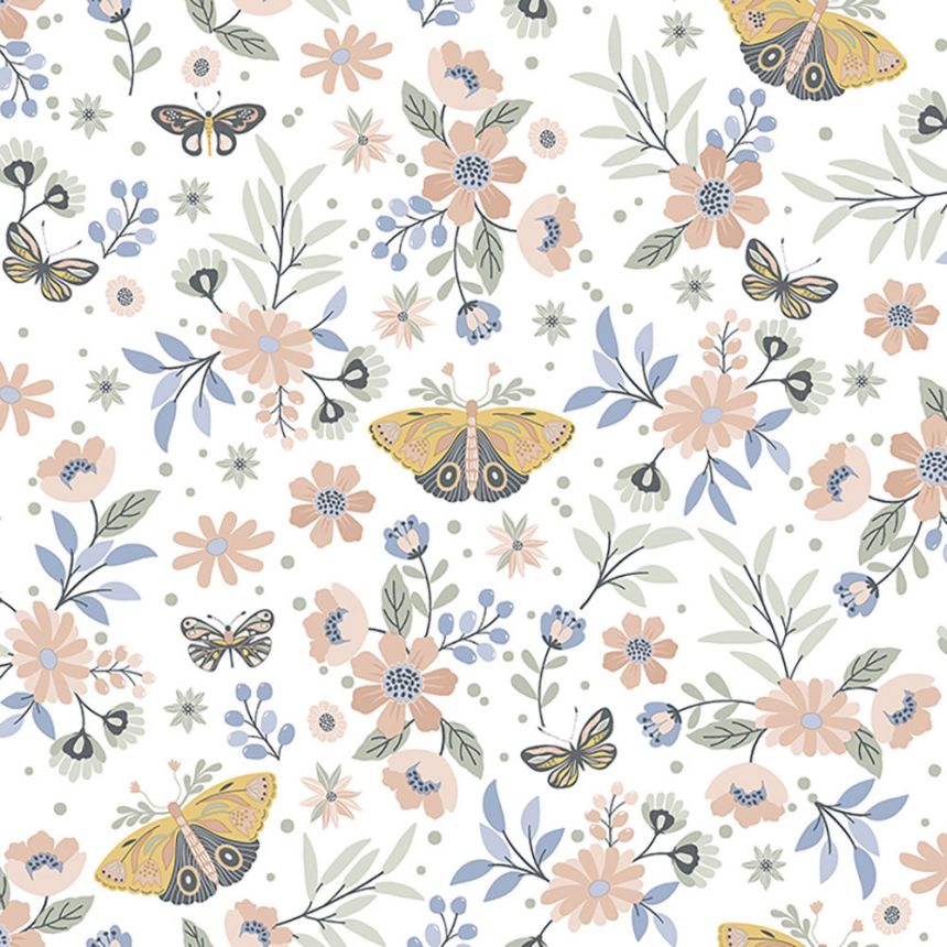 Blumentapete mit Schmetterlingen, Vliestapete M58105, My Kingdom, Ugépa