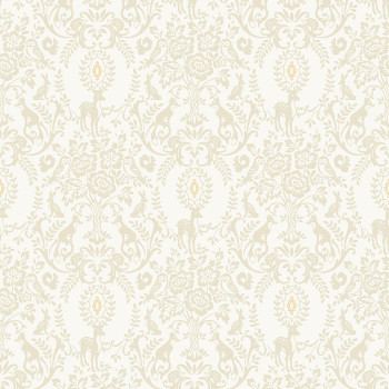 Beige Kindertapete - Ornamente, Blumen, Waldtiere JS3303, Jack´N Rose 2024 , Grandeco