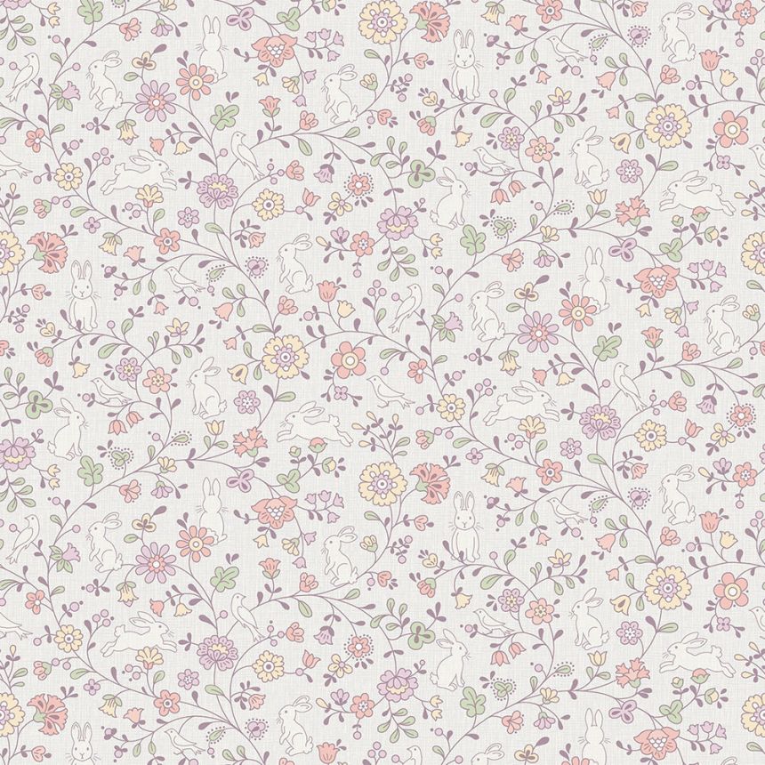 Niedliche Kindertapete - Blumen, Hasen JS3101, Jack´N Rose 2024 , Grandeco