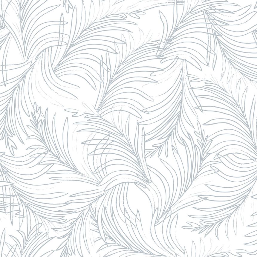 Weiß-blaue Tapete, Palmblätter 6507-1, Batabasta, ICH Wallcoverings