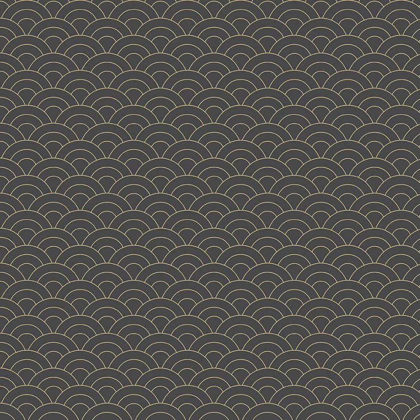 Schwarz-goldene Tapete, gewölbtes Muster 6506-4, Batabasta, ICH Wallcoverings