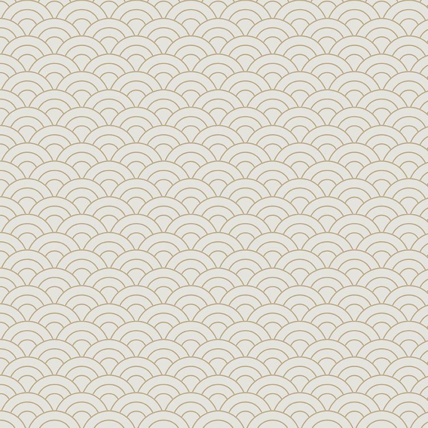 Beige-goldene Tapete, gewölbtes Muster 6506-2, Batabasta, ICH Wallcoverings
