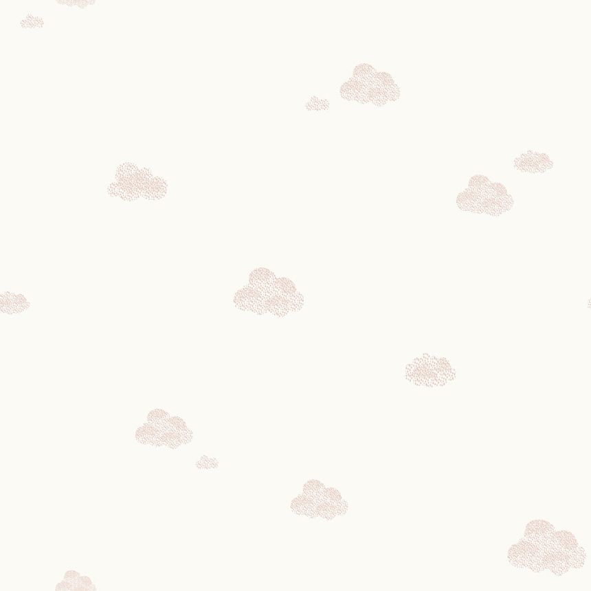 Weiße Kindertapete mit rosa Wolken 7006-3, Noa, ICH Wallcoverings