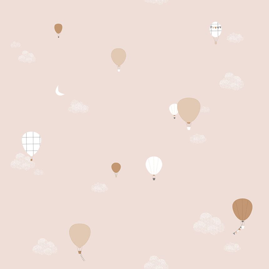 Rosa Kindertapete - Wolken, Luftballons 7001-3, Noa, ICH Wallcoverings