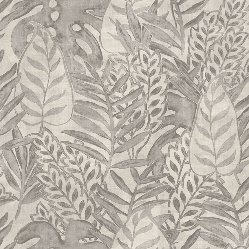 Beigefarbene Tapete, Blätter, textile Textur TA25060 Tahiti, Decoprint