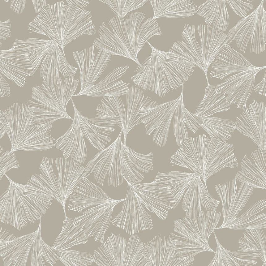 Beigefarbene Tapete, weiße Ginkgoblätter DD3746, Dazzling Dimensions 2, York