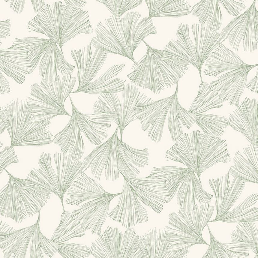 Weiße Tapete, grüne Ginkgoblätter DD3745, Dazzling Dimensions 2, York