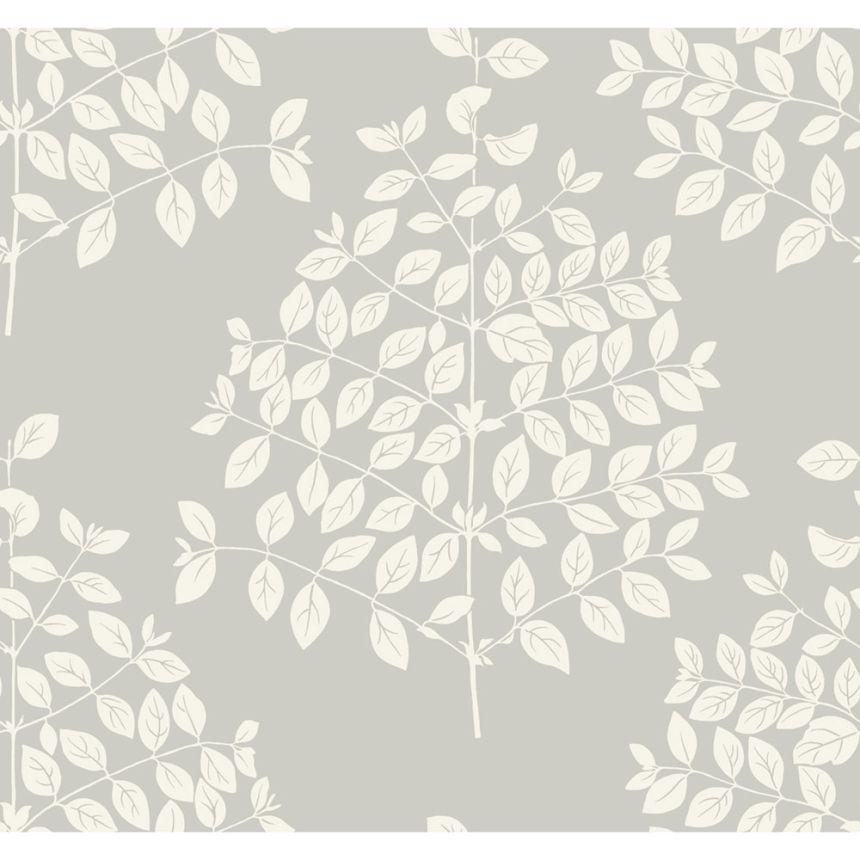 Silberne Tapete, weiße Zweige, Blätter OS4252, Modern nature II, York