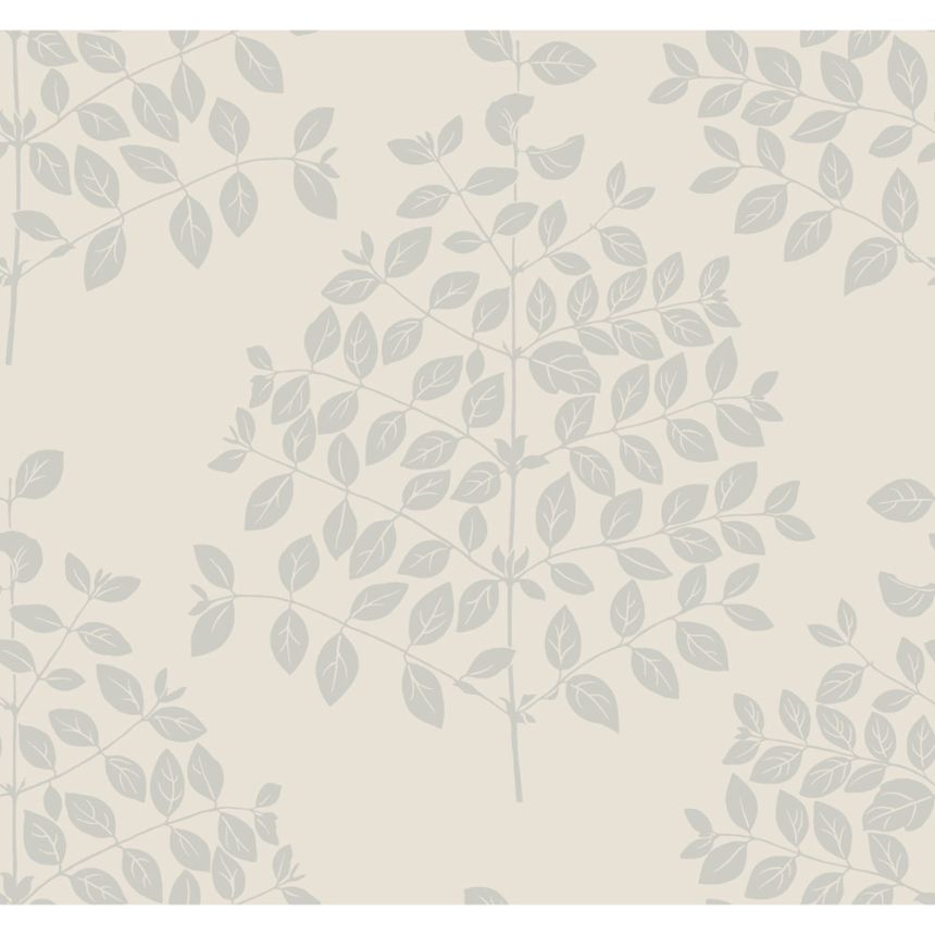 Cremefarbene Tapete, silberne Zweige, Blätter OS4251, Modern nature II, York