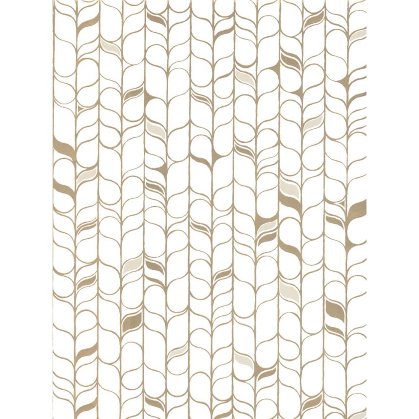 Weiß-goldene Tapete, Blätter OS4201, Modern Nature II, York