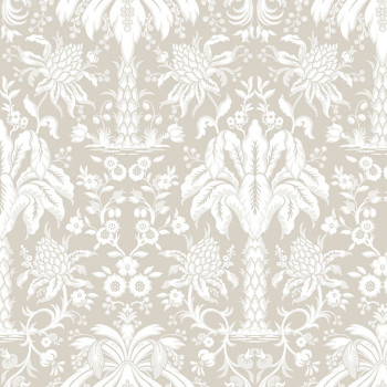 Beige Papiertapete -Ornamente, Palmen DM5013, Damask, York