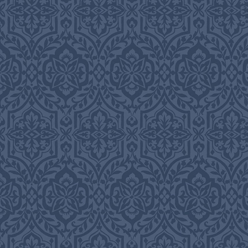 Blaue vorgeklebte Barocktapete DM5037, Damask, York