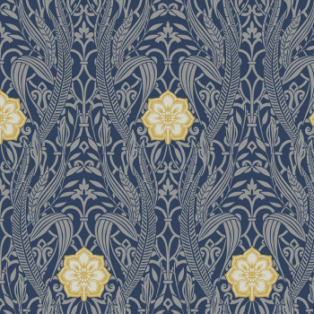 Blau-silberne vorgeklebte Tapete-Ornamenten DM4994, Damask, York