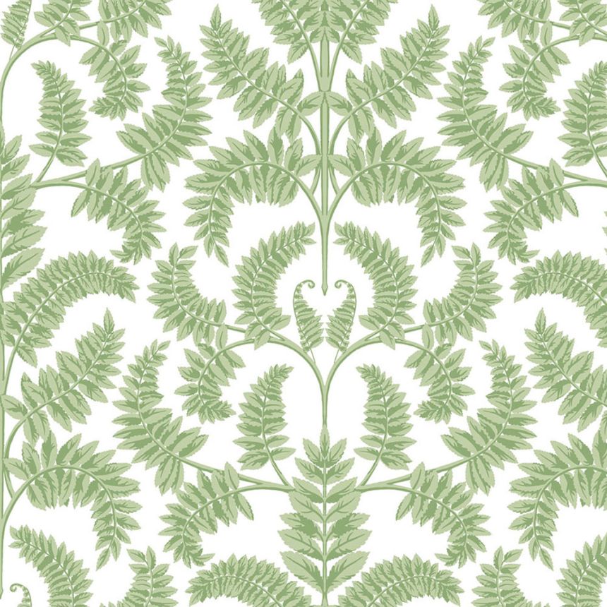 Weiße vorgeklebte Tapete, grüne Blätter DM4961, Damask, York