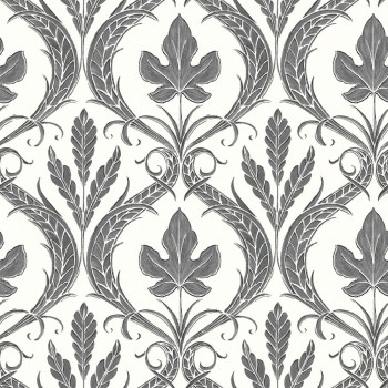 Schwarz-weiße vorgeklebte Tapete, Ornamente DM4926, Damask, York