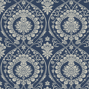 Blaue vorgeklebte Barocktapete DM4901, Damask, York