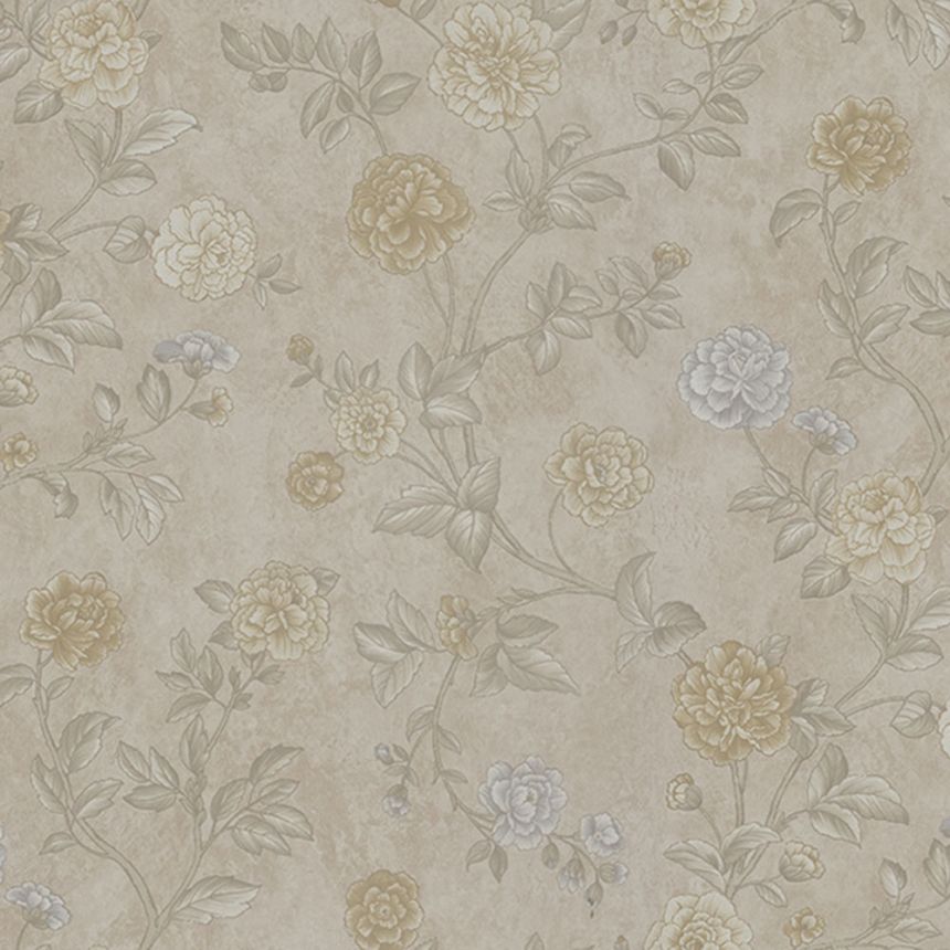 Beige Tapete Blumen, Z66803, Satin Flowers, Zambaiti Parati