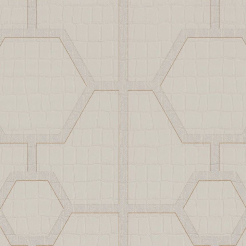 Cremefarbene Tapete mit geometrischen Mustern Z80028 Philipp Plein, Zambaiti Parati