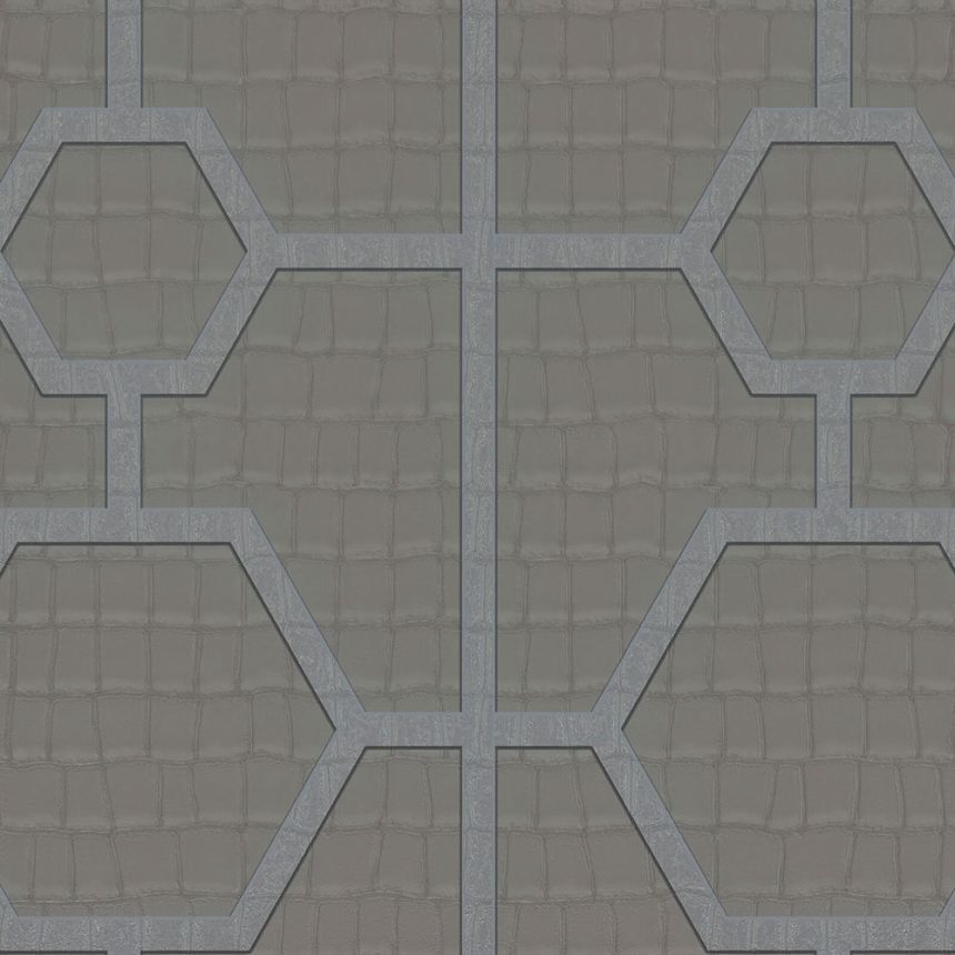 Graue Tapete mit geometrischen Mustern Z80026 Philipp Plein, Zambaiti Parati