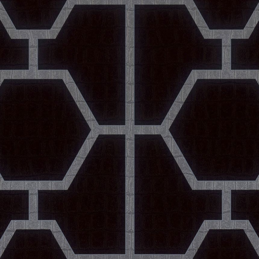 Schwarze Tapete mit geometrischen Mustern Z80024 Philipp Plein, Zambaiti Parati