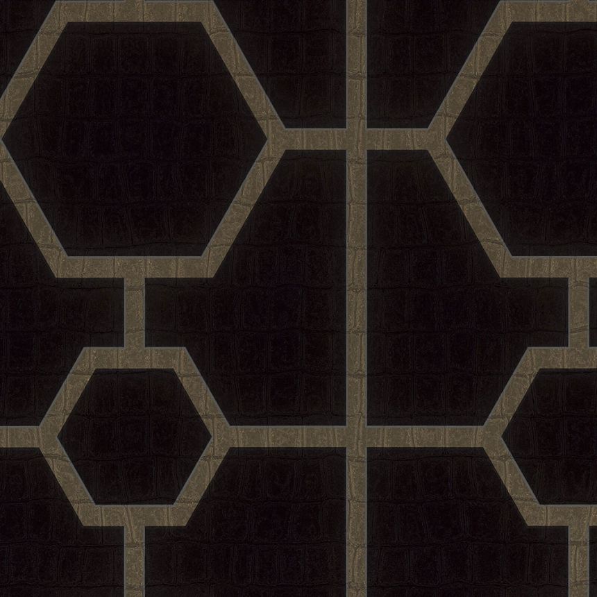 Schwarze Tapete mit geometrischen Mustern Z80023 Philipp Plein, Zambaiti Parati