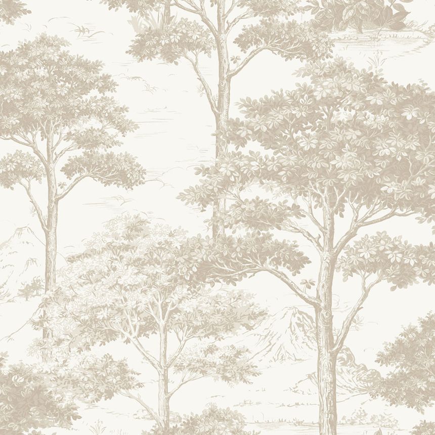 Beige Tapete, Wald, Bäume MN3003, Maison, Grandeco