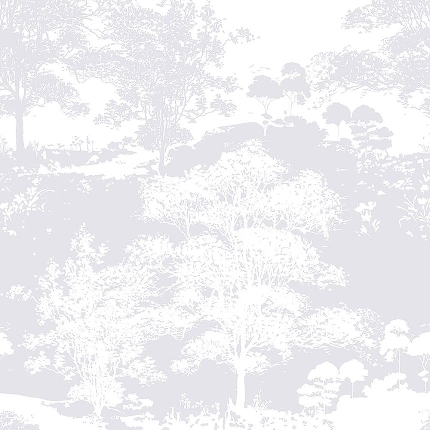 Weiße und silberne Tapete - Bäume, Wald 105231, Reclaim, Graham&Brown