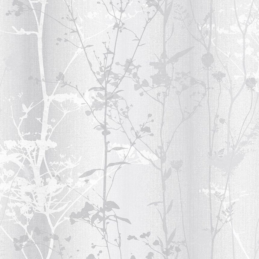 Grau-silberne Tapete mit Wiesenblumen 104070, Reclaim, Graham&Brown