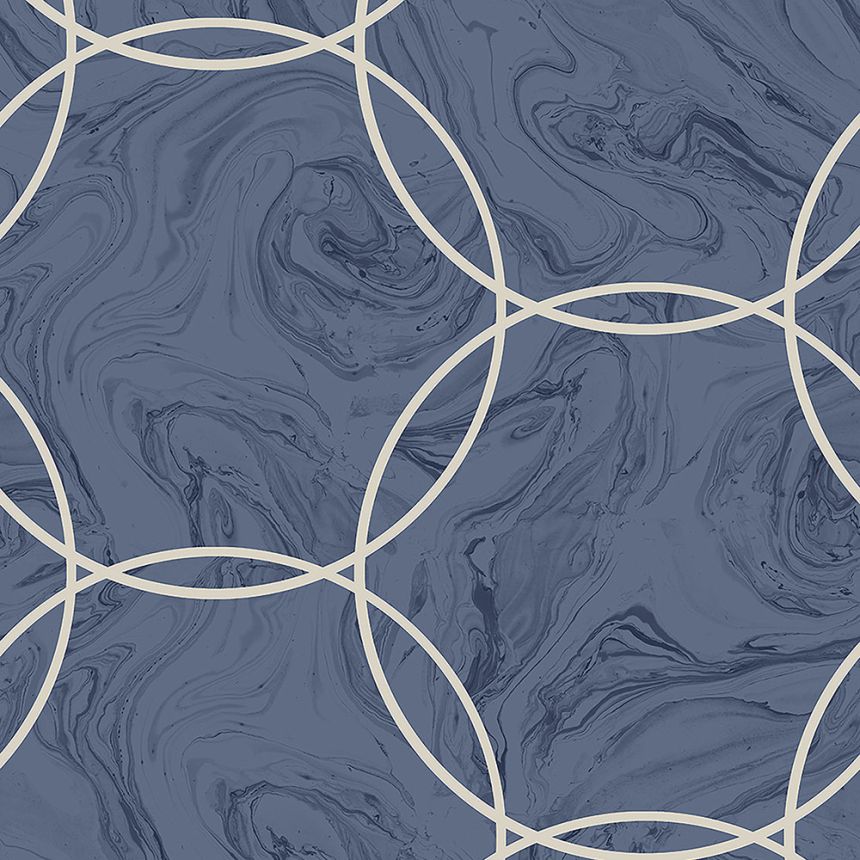 Geometrische Tapete, blauer Marmor 105757, Formation, Graham & Brown