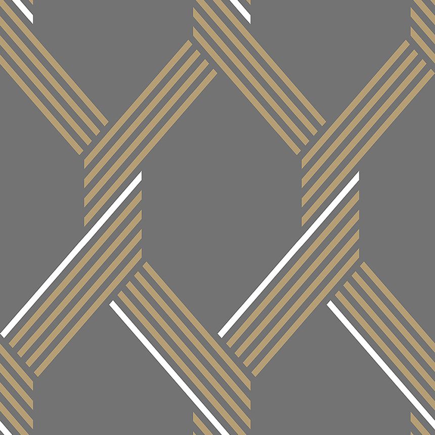 Grau-goldene Tapete mit geometrischen Mustern 105469, Formation, Graham & Brown