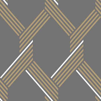 Grau-goldene Tapete mit geometrischen Mustern 105469, Formation, Graham & Brown