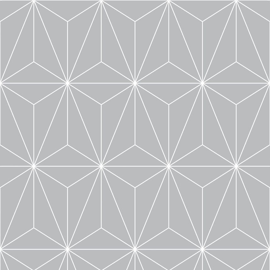Silberne Tapete mit geometrischen Mustern 104740, Formation, Graham & Brown