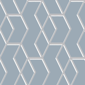 Blaue Tapete mit silbernem geometrischem Muster 104733, Formation, Graham & Brown