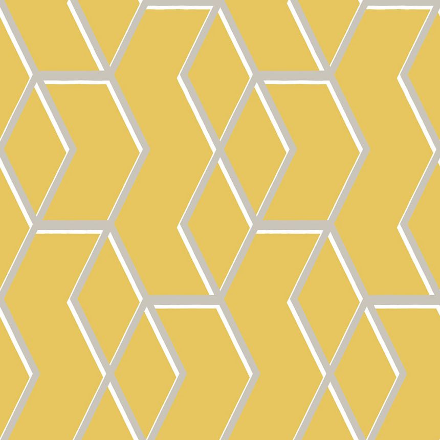 Gelbe Tapete mit metallischem geometrischem Muster 104731, Formation, Graham & Brown